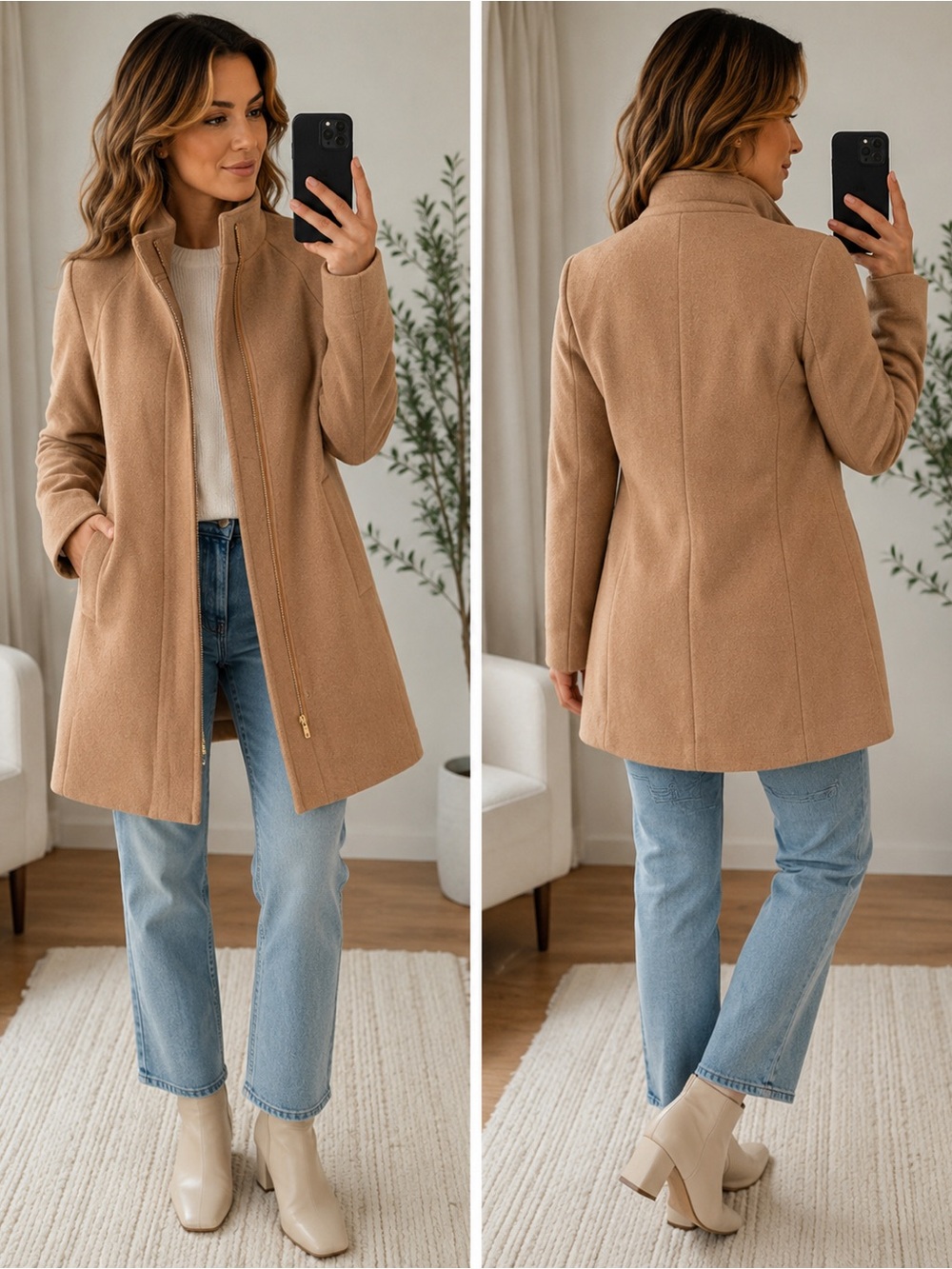 J.Crew Cocoon Coat in Italian Stadium-Cloth Wool (Camel) – Size 2